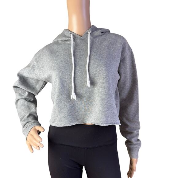Wild Fable Women Gray Long Sleeves Cutoff Hem Cropped Hoodie Size XS - Picture 1 of 5